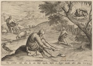 Gud som visar sig för Moses, 1585. av Johann Sadeler I