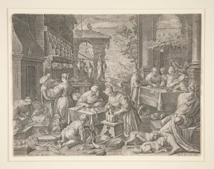 Den rike mannen och Lasarus av Johann Sadeler I