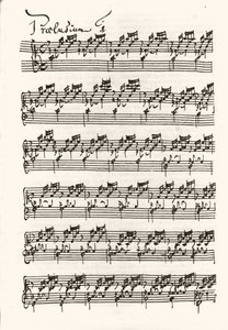 Sida av noter för Jean Sebastien Bach (Johann Sebastian Bach