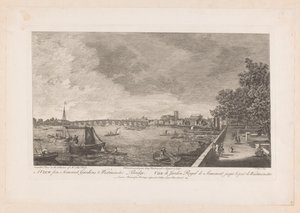 Vy över Somerset Gardens på Westminster Bridge i London av Johann Sebastian Muller