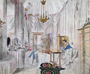 Kejsarinnan Carolina Augustas omklädningsrum i Wiens slott, akvarell på papper av Johann Stephan Decker (1784-1844) av Johann Stephan Decker