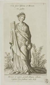 Clio, historiens musa, platta 7 från Parnassus Biceps av Johann Theodor de Bry