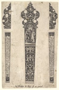 Design för knivskaft för att fira ett äktenskap, ca. 1580-1600. av Johann Theodor de Bry
