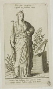 Erato, Muse of Lyric Poetry, tallrik 11 från Parnassus Biceps av Johann Theodor de Bry