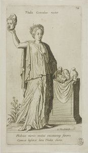 Thalia, komedins musa, plansch 14 från Parnassus Biceps av Johann Theodor de Bry