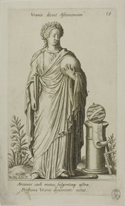 Urania, Muse of Astronomy, skylt 15 från Parnassus Biceps