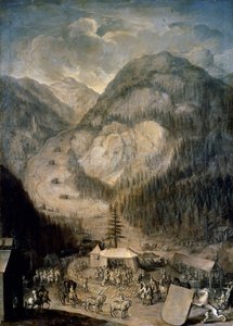 Charles VI, den helige romerske kejsaren, inspekterar dödandet av gemsshjortar i Eisenerz av Johann Veit Hauck