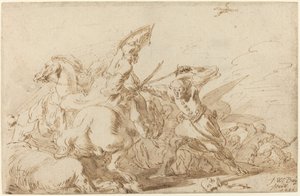 En strid mellan orientaliskt kavalleri och soldater, 1636. av Johann Wilhelm Baur