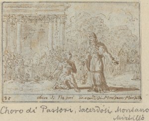 Kör av herdar och präster: Montano, Mirtillo, 1640. av Johann Wilhelm Baur