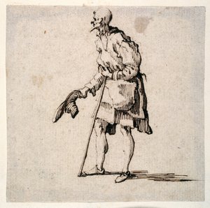 Country Man står och tar av sig mössan (penna och bläck på papper) av Johann Wilhelm Baur