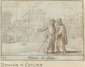 Uranio och Carino, 1640. av Johann Wilhelm Baur