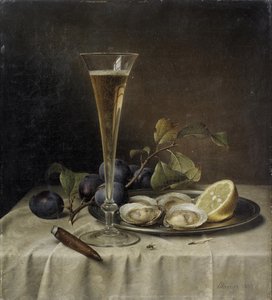 Stilleben med champagne och ostron, 1857.