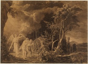 Utdrivningen ur paradiset (Första Moseboken 3, 23-24) av Johann Wilhelm Schirmer