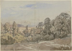 Skog med utsikt i fjärran av Johann Wilhelm Schirmer