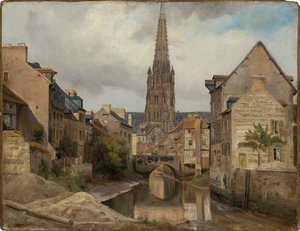 Harfleur nära Le Havre (utsikt över Saint Martin) av Johann Wilhelm Schirmer