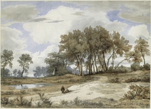 Italienskt landskap, två munkar i förgrunden av Johann Wilhelm Schirmer