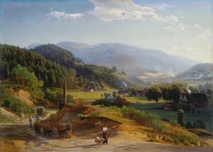 Landskap med smedja. 1855/56
