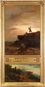 Räddning och löfte (ovan). Abraham och Isak på väg till offret (nedan). Ur serien ”Tolv bibliska landskap med berättelsen om Abraham” av Johann Wilhelm Schirmer