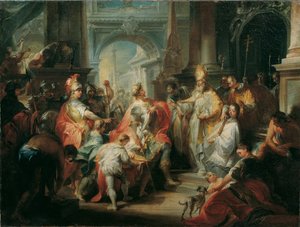 Saint Ambrose nekar kejsar Theodosius inträde i Milanos katedral
