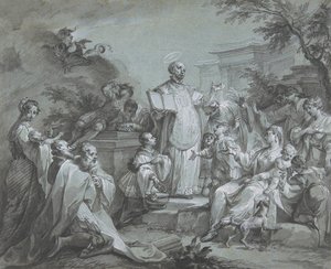 Sankt Ignatius av Loyola predikar, före 1761.