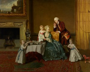 John, fjortonde lord Willoughby de Broke och hans familj, c.1766