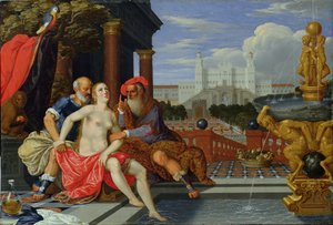 Susanna Bathing (olja på koppar)