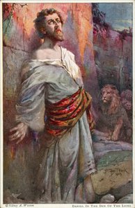 Daniel i lejongropen (färglitografi)