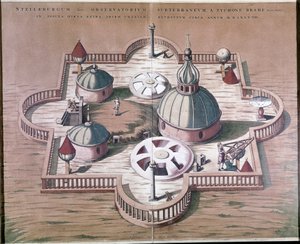 Tycho Brahes observatorium, tryck av Johannes Blaeu
