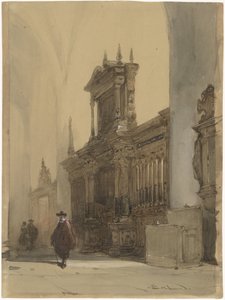 Körstaket i Nieuwe Kerk, Delft (titel på objekt) av Johannes Bosboom (signed by artist)