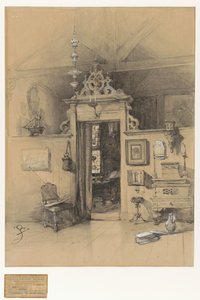 Port i Bosbooms studio av Johannes Bosboom (signed by artist)