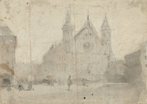 Utsikt över Ridderzaal vid Binnenhof av Johannes Bosboom
