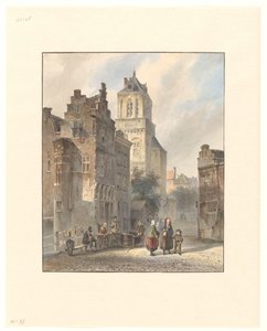 Utsikt över stadshuset i Delft av Johannes Bosboom