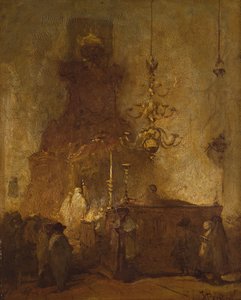 Interiör av en tysk synagoga i Haag, 1875-80