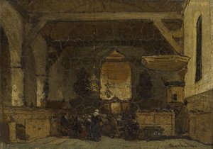 Interiör av kyrkan i Maasland av Johannes Bosboom