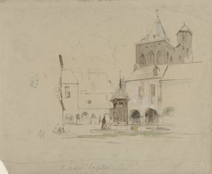 Studie av torget vid S. Maria im Kapitol i Köln av Johannes Bosboom