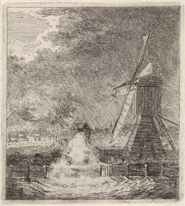 Landskap med vattenkvarn