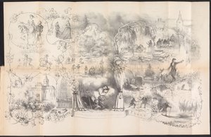 Tecknad i Leiden studentalmanacka, 1856 Drömmar från maskeradnatten (titel på objekt)