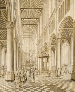 Interiören i den nya kyrkan, Delft av Johannes Coebermans