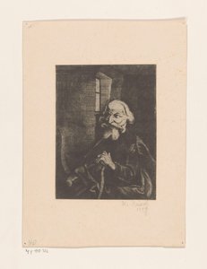 Gammal sittande man av Johannes Driesch (signed by artist)