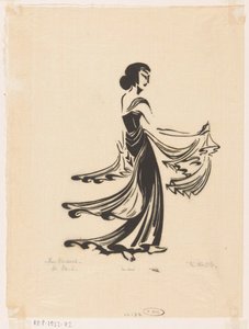 Dansen (originaltitel på objektet) Javanesisk dansare (original serietitel på objekt) av Johannes Frederik Engelbert ten Klooster (signed by artist)