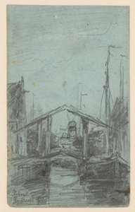 Utsikt över Dordrecht med vindbrygga