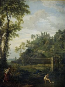 Arkadiskt landskap med Salmacis och Hermafroditus av Johannes Glauber