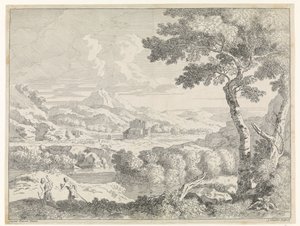Kuperat landskap med herdar Landskap efter Gaspar Poussin (serietitel) av Johannes Glauber