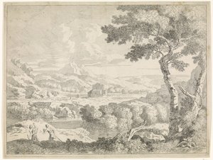 Kuperat landskap med herdar Landskap efter Gaspar Poussin (serietitel) av Johannes Glauber