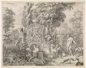 Landskap med en fontän och Diana och hennes nymfer Bibliska, mytologiska och allegoriska representationer (serietitel)