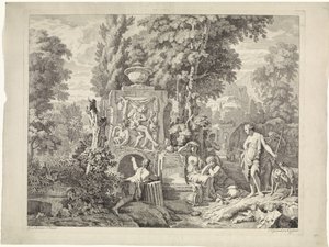 Landskap med en fontän och Diana och hennes nymfer Bibliska, mytologiska och allegoriska representationer (serietitel)
