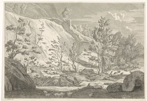 Ravin med en flock får Landskap i Chartreuzerbergen (serietitel) av Johannes Glauber