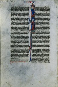 Initial I med Elimelek och Naomi: Blad från en latinsk bibel 1 av 2 utskurna löv, ca. 1250. av Johannes Grusch Atelier