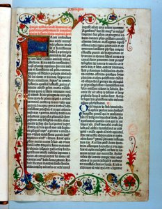Sida från en Gutenbergbibel, 1455 av Johannes Gutenberg