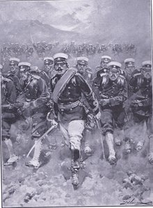 En laddning av det japanska infanteriet, illustration från Cassells History of the Russian-Japanese War Vol 1, c.1900